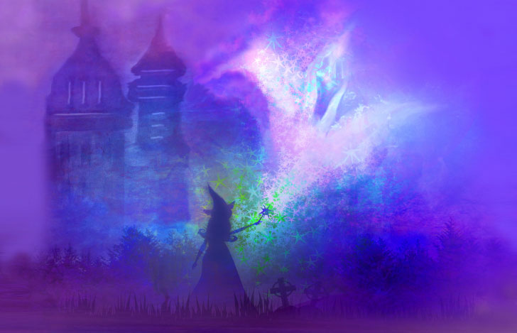 魔女が呪いをかけるおどろおどろしい様子