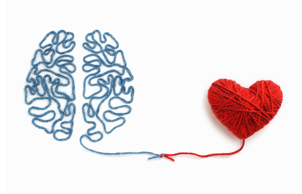 脳とハートが毛糸で繋がっている