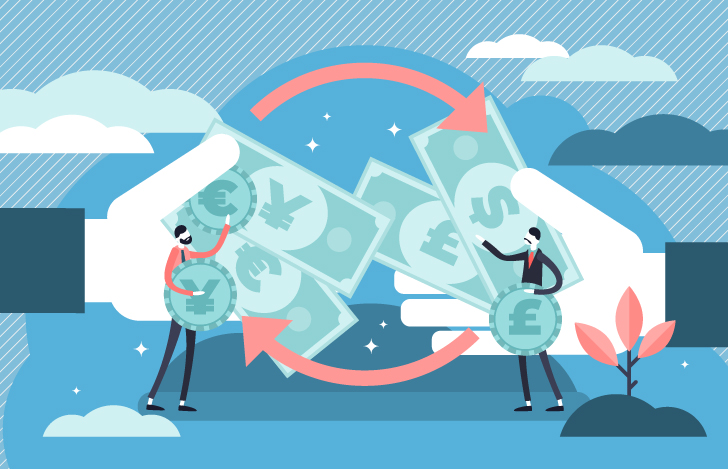 お金の循環を表すイラスト