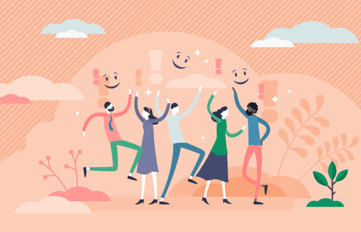 楽しそうに元気よく振る舞う男女