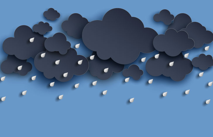 黒い雨雲から雨が降るイラスト