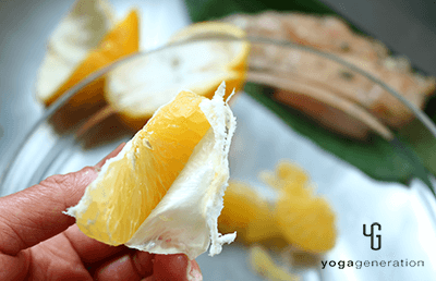 夏みかん果肉取り出し