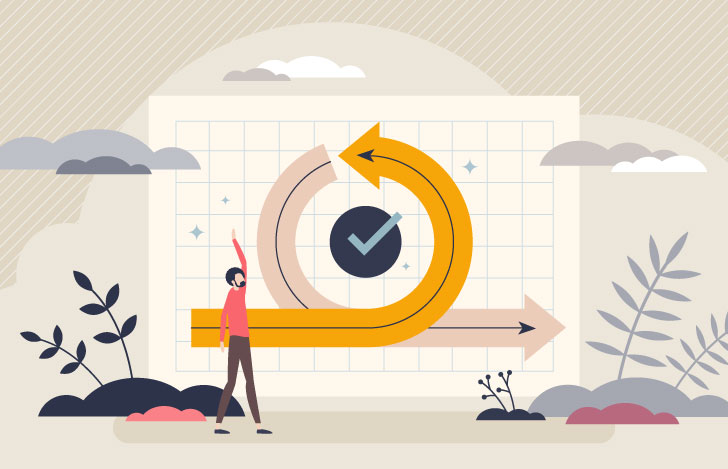 計画的な進行をイメージさせる人と予定表のイラスト