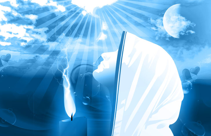 天を仰ぐマザーテレサのイラスト