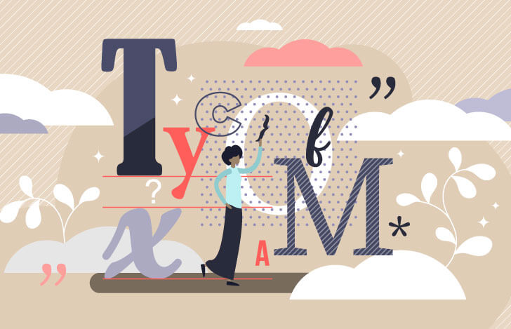 アルファベットと女性のイラスト