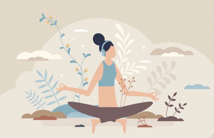 瞑想をする女性のイラスト