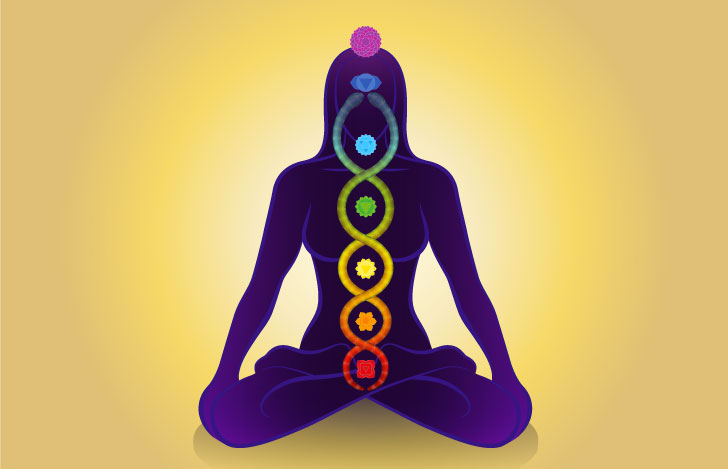 安楽座で座る女性の体内を流れるナディを記したイラスト