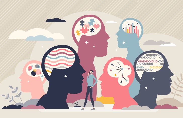 人の頭の中を想起させるイマーイイラスト