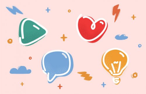 ひらめきやふきだし、ハートのマーク