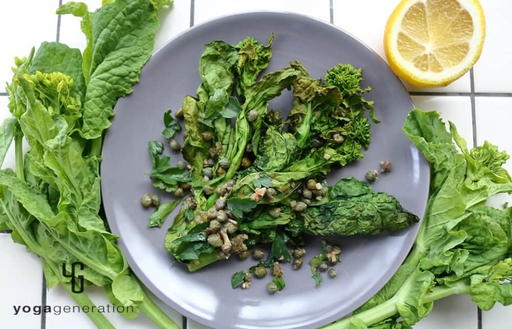 菜の花のグリル、アンチョビレモンソース