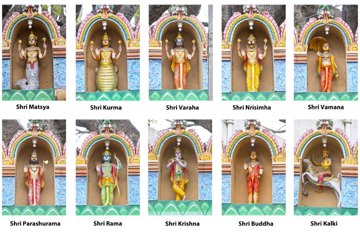 ヴィシュヌ神の10のアヴァターラの像Vishnuのアバター像