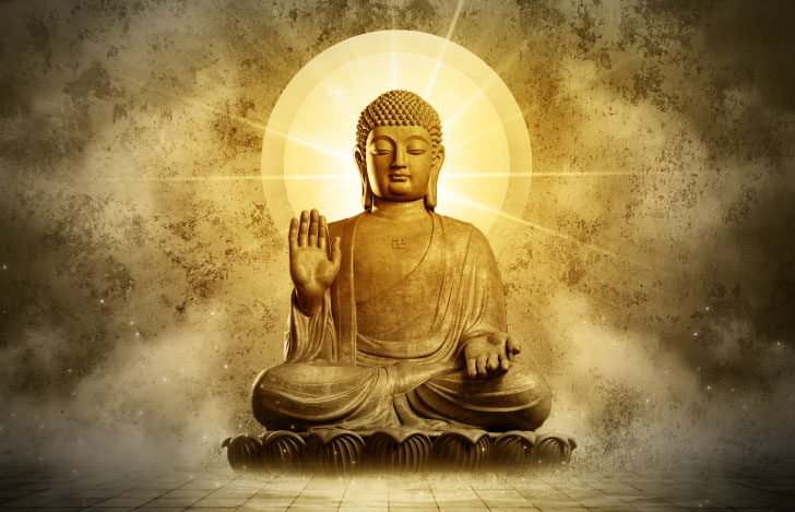 後光がさすブッダのイメージ画像
