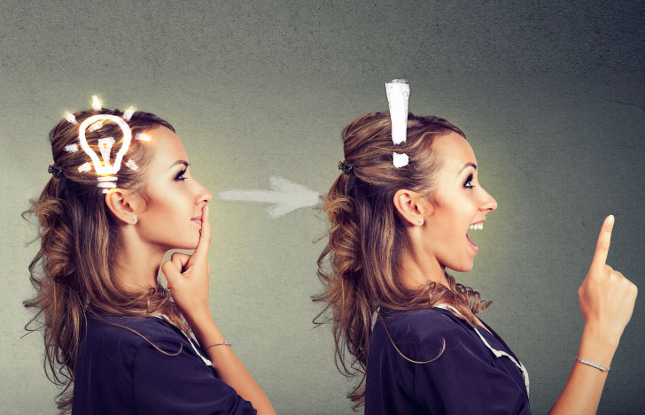 アイディアを考え何かを閃いた女性の横顔