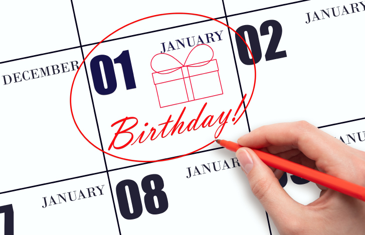 カレンダーに〇をつけている