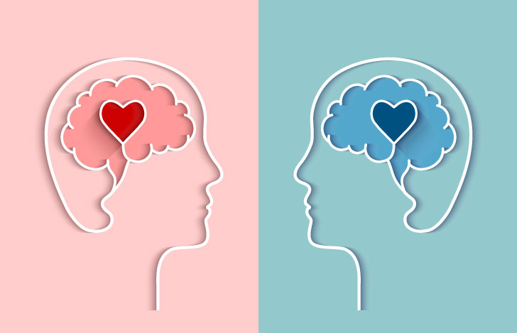 脳と感情を表す人の横顔のイラスト