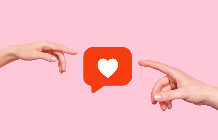 ハートをつついている