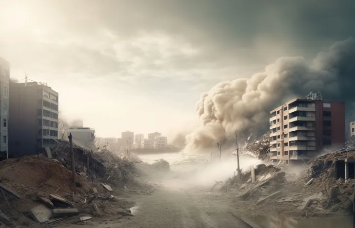 震災で壊れた街並み