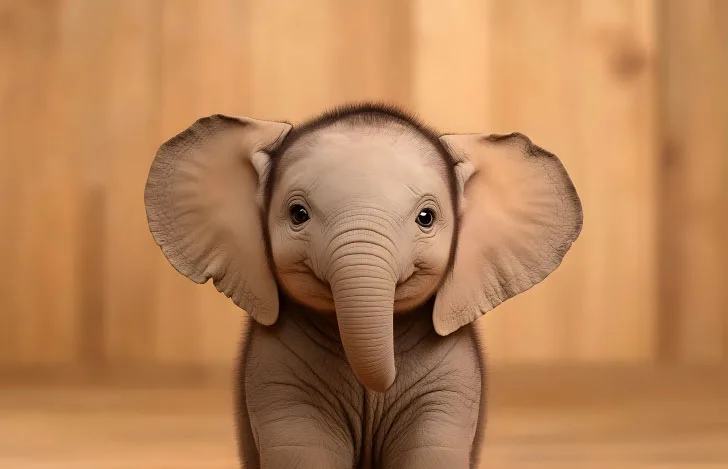 微笑んでいる子供の象