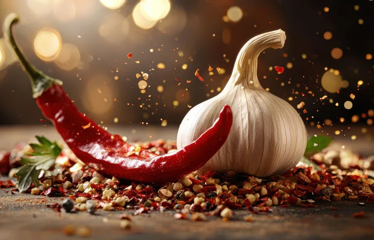 唐辛子をニンニク
