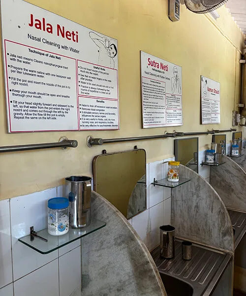 鼻腔を洗浄する方法を練習