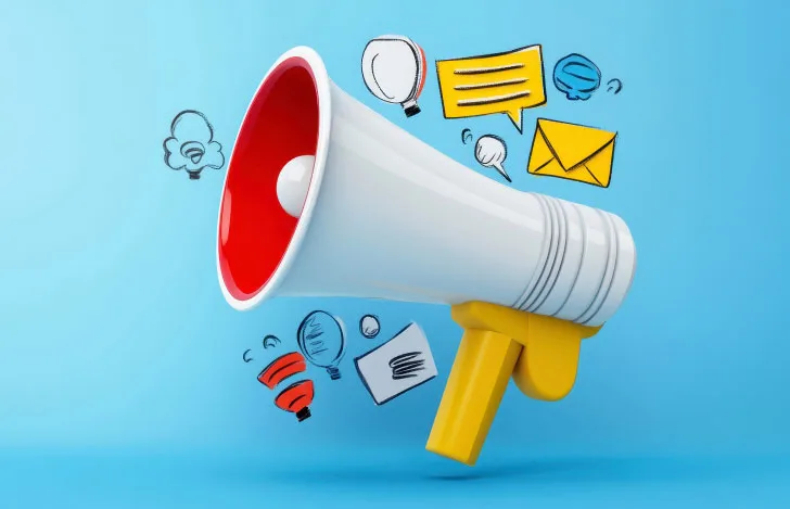 メガホンとポップなイラスト