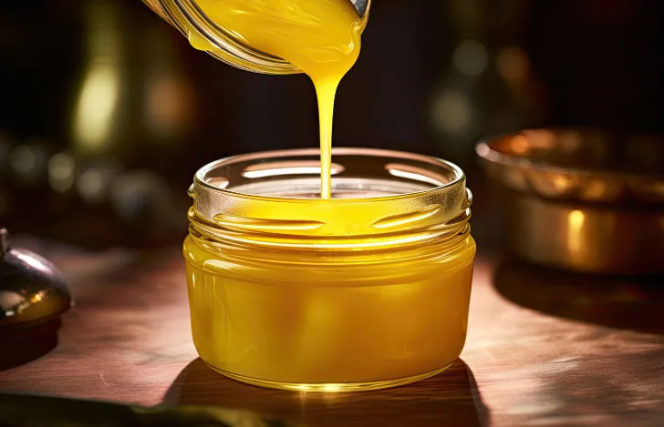 ギーが入った透明な瓶