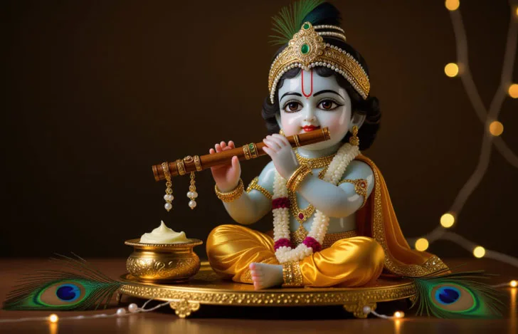 クリシュナ神の子供の姿の像