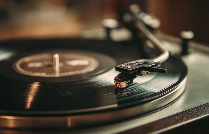 レコード台に乗せられたレコード盤