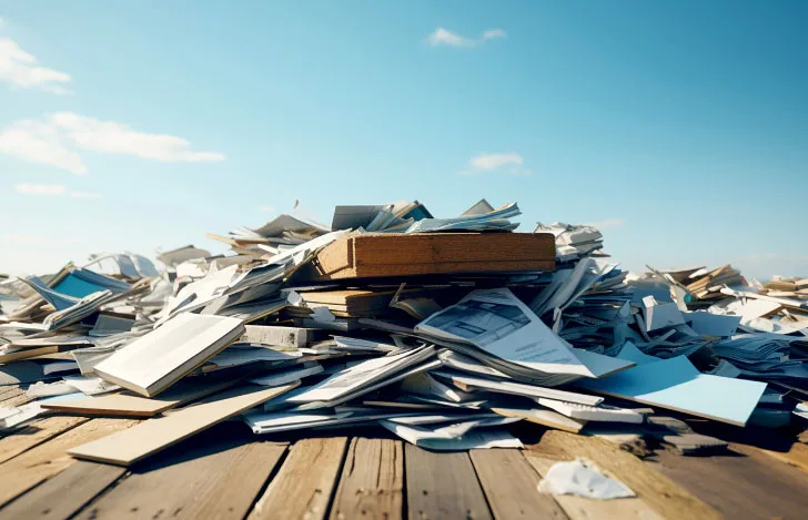 積み上げられた廃材