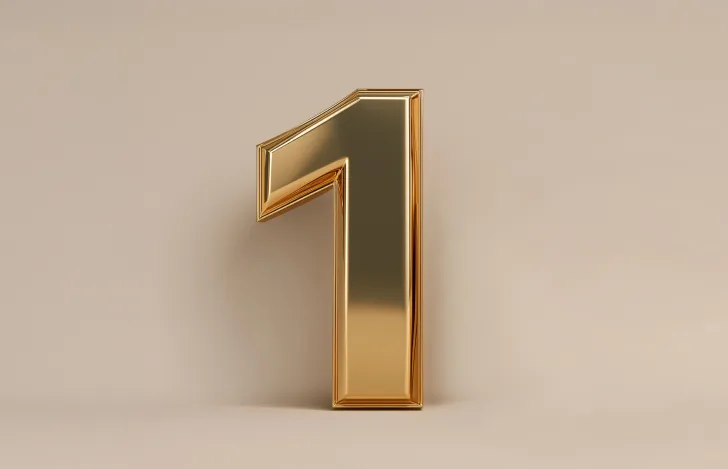 メタリックな数字の1のオブジェ