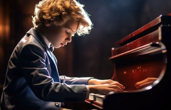 ピアノを弾く男児