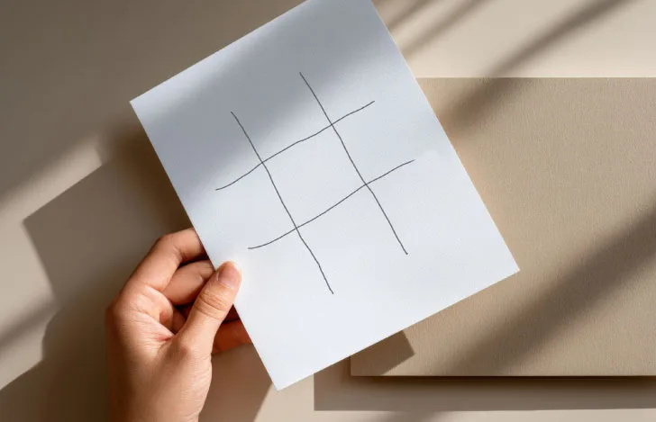 白い紙に書かれた9つのマス目