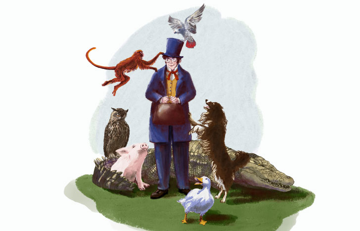 動物とドリトル先生のイラスト